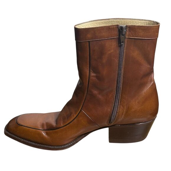 VTG Dan Post Boots Women’s 9 Brown Leather Side Zip Boho Western Indie Granola - Picture 9 of 16